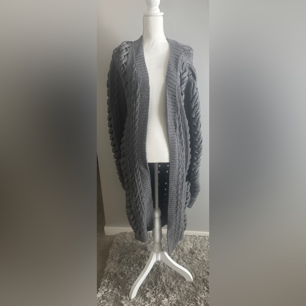 Burberry Cable Knit Long Sweater Coat/Cardigan Sz Large